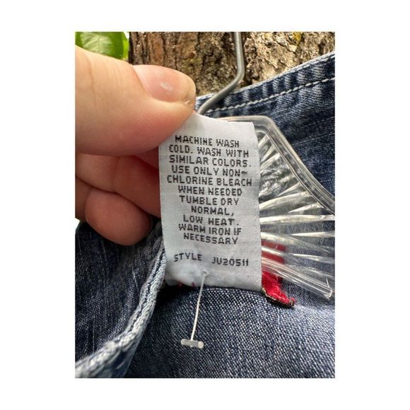 Vintage | 90s Y2K Denim GUESS Cap Sleeve Dress Collared Sz 2T - Picture 5 of 7